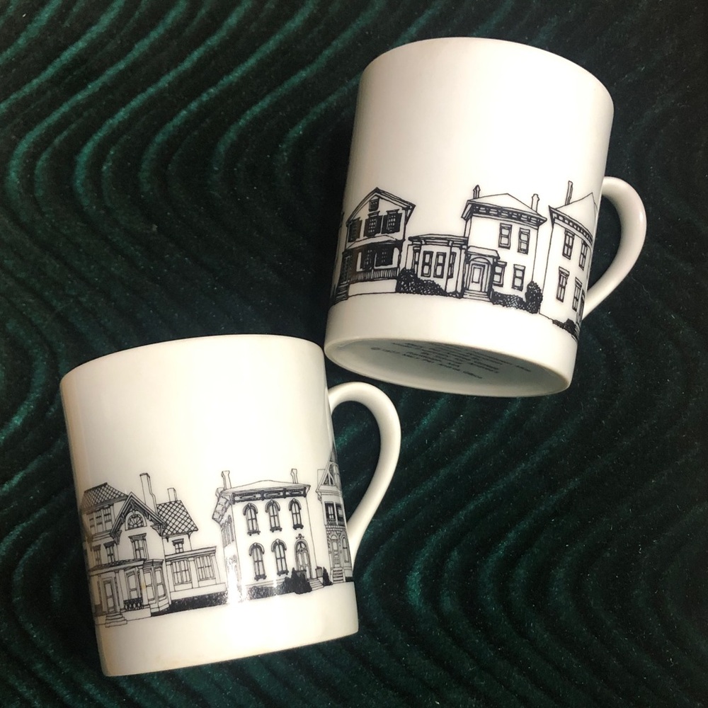 2 Andreas Hometown Mugs Kenosha, Wisconsin by Schmid Vintage black and white
